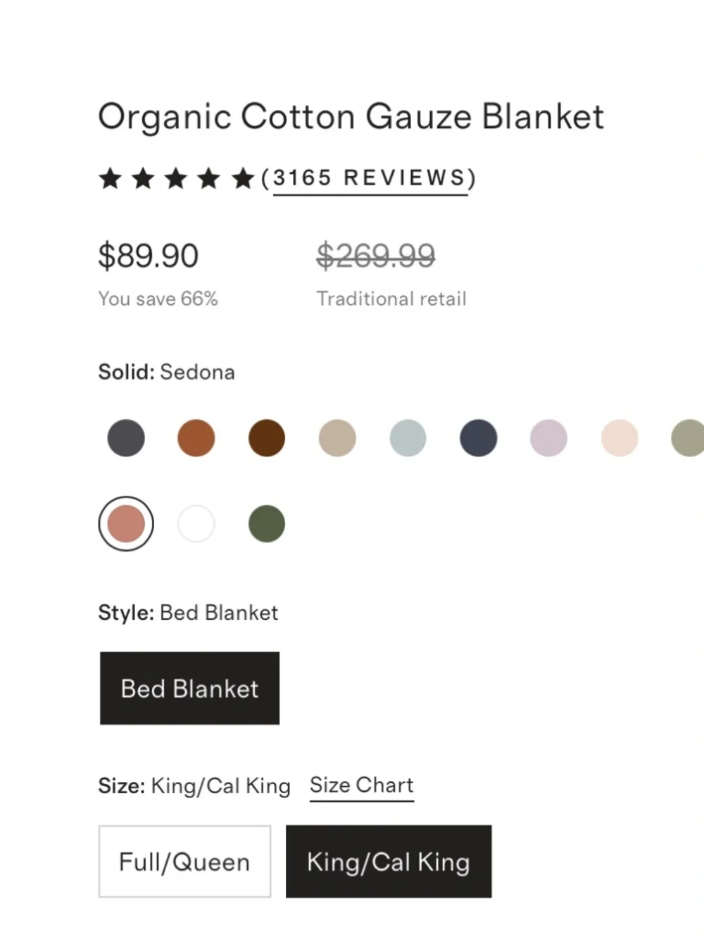 Organic Cotton Gauze Blanket King Cal King Sedona